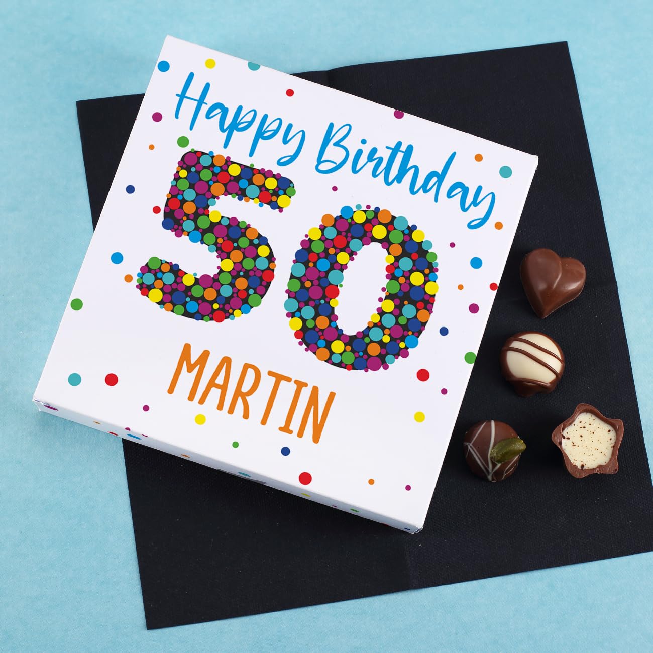 Herz & Heim Lindt 50th Birthday Mini Chocolates in Personalised Packaging (Full Size) – Bild 3