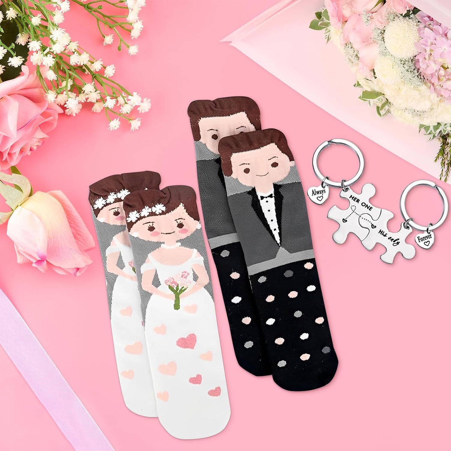 Funny Wedding Socks with Magnet, Bride and Groom Couple Socks, Gift for Wedding Anniversary and Wedding Party – Bild 3