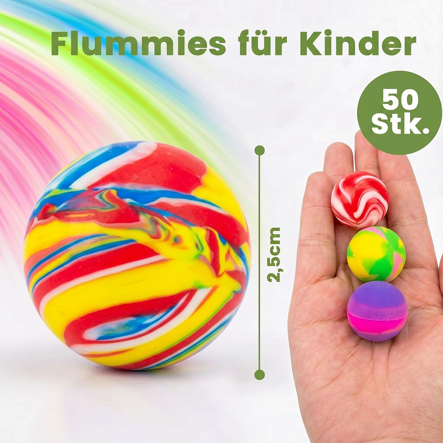 HAKACC Bouncy Balls for Children, Pack of 50, 25 mm Colourful Rubber Balls Set for Carnival Party Bags, Bouncy Ball Filling for Birthday, Easter Party – Bild 3