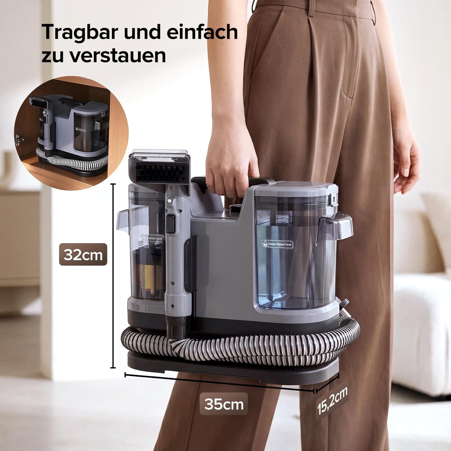 Lubluelu Upgrade Wet Vacuum Cleaner Upholstery Cleaner Device 600 W, 22 kPa Washing Vacuum Cleaner – Bild 9