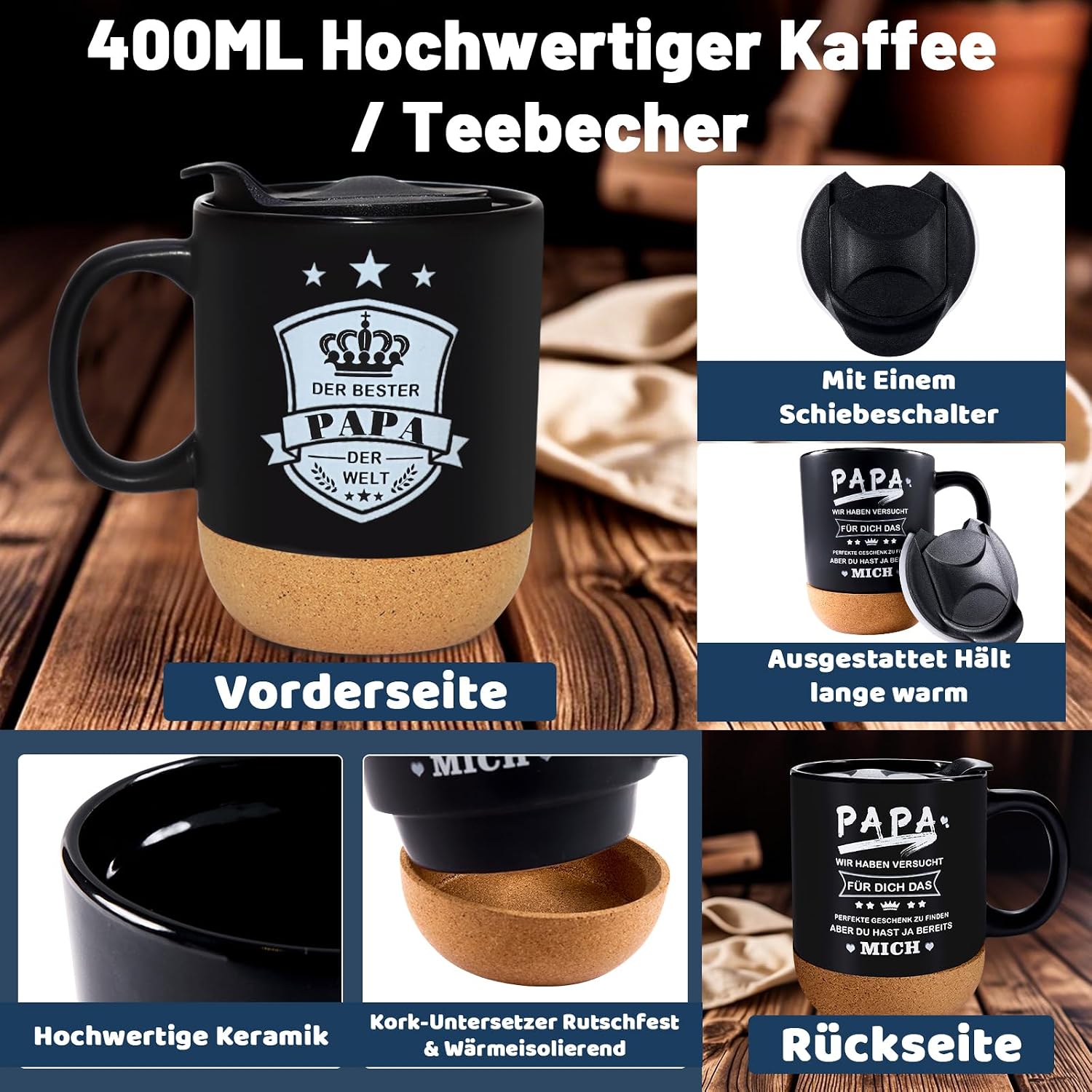Personalised Father's Day Gift for Dad, Best Dad Gifts with Cup Sunglasses Glasses Case Keyring Father's Day Greeting Card, Gift Father's Day, Christmas Gifts for Men – Bild 3
