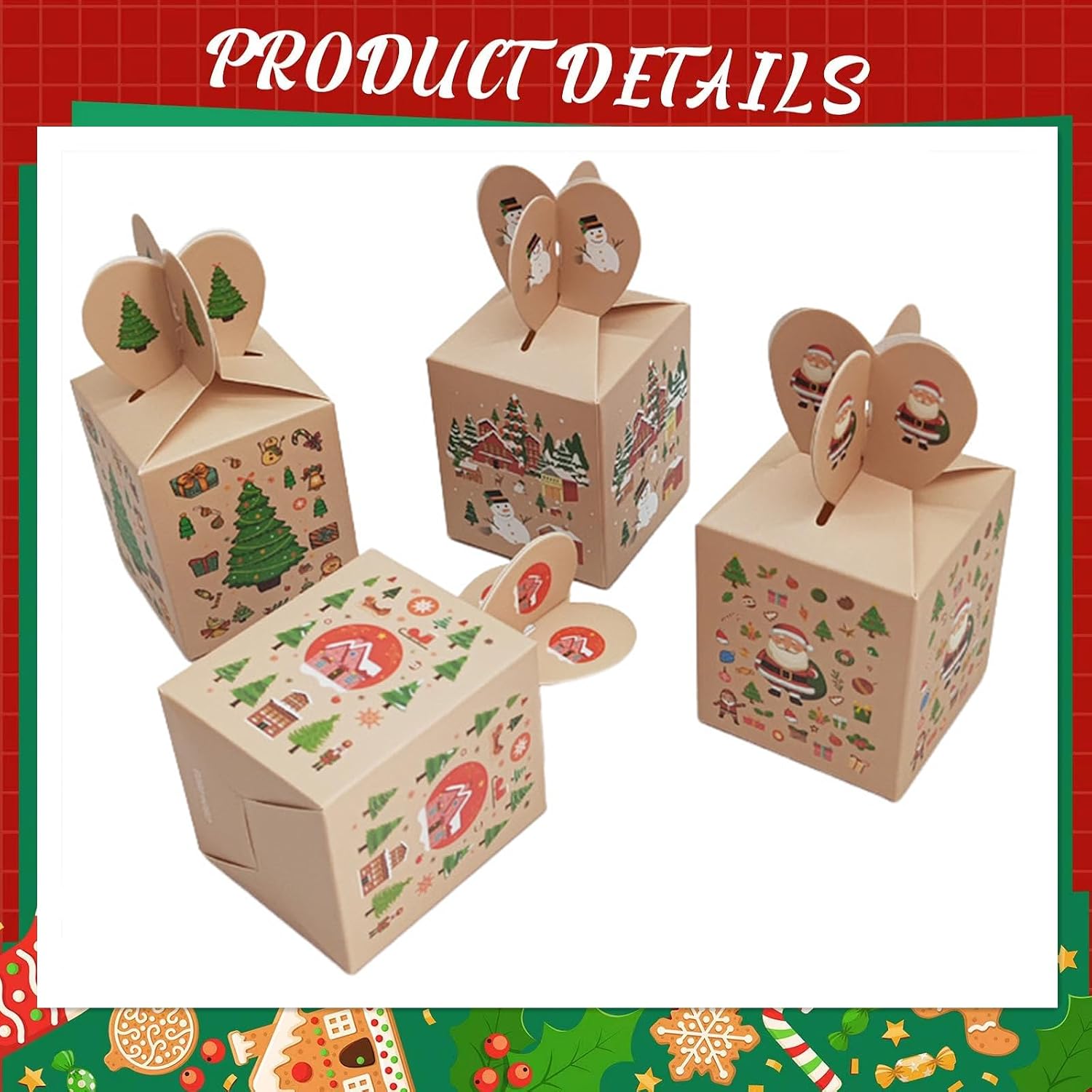RUIYWEN Pack of 24 Christmas Gift Boxes Paper for Sweets Chocolate Biscuits Gift Christmas Decoration (4 Models, Heart Shaped) – Bild 2