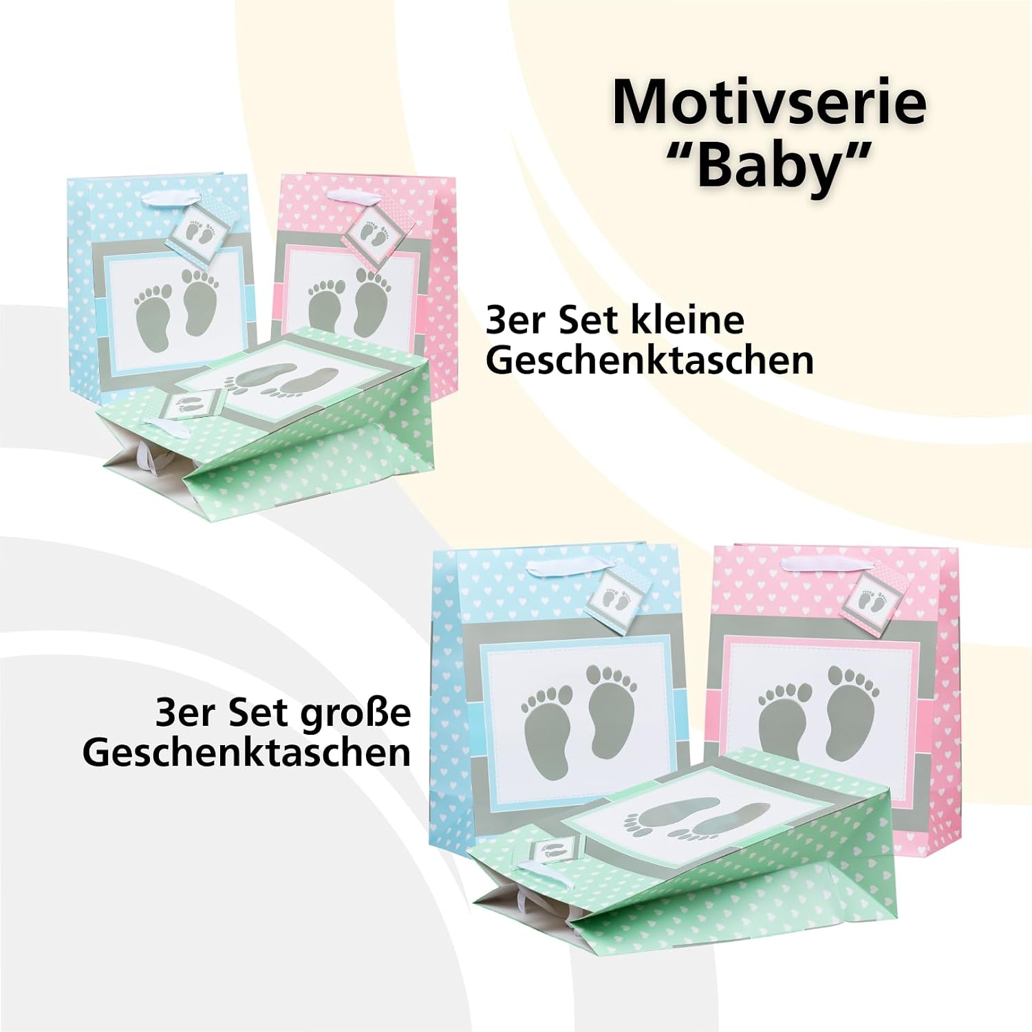 HEKU Premium Gift Bags "Baby" in Pastel, Pack of 3, 23 x 18 x 10 cm, Elegant Embossing and UV Lacquer Finish, Versatile, Environmentally Friendly and Reusable – Bild 5
