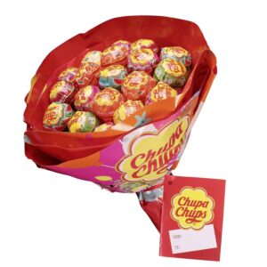 Chupa Chups Lollipop Bouquet with 19 Lollipops in Six Varieties, Gift Idea for Birthday, Anniversary, Valentine’s Day & Mother’s Day