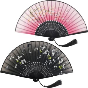 Pack of 2 hand fans, hand fan, ladies, oriental folding fan