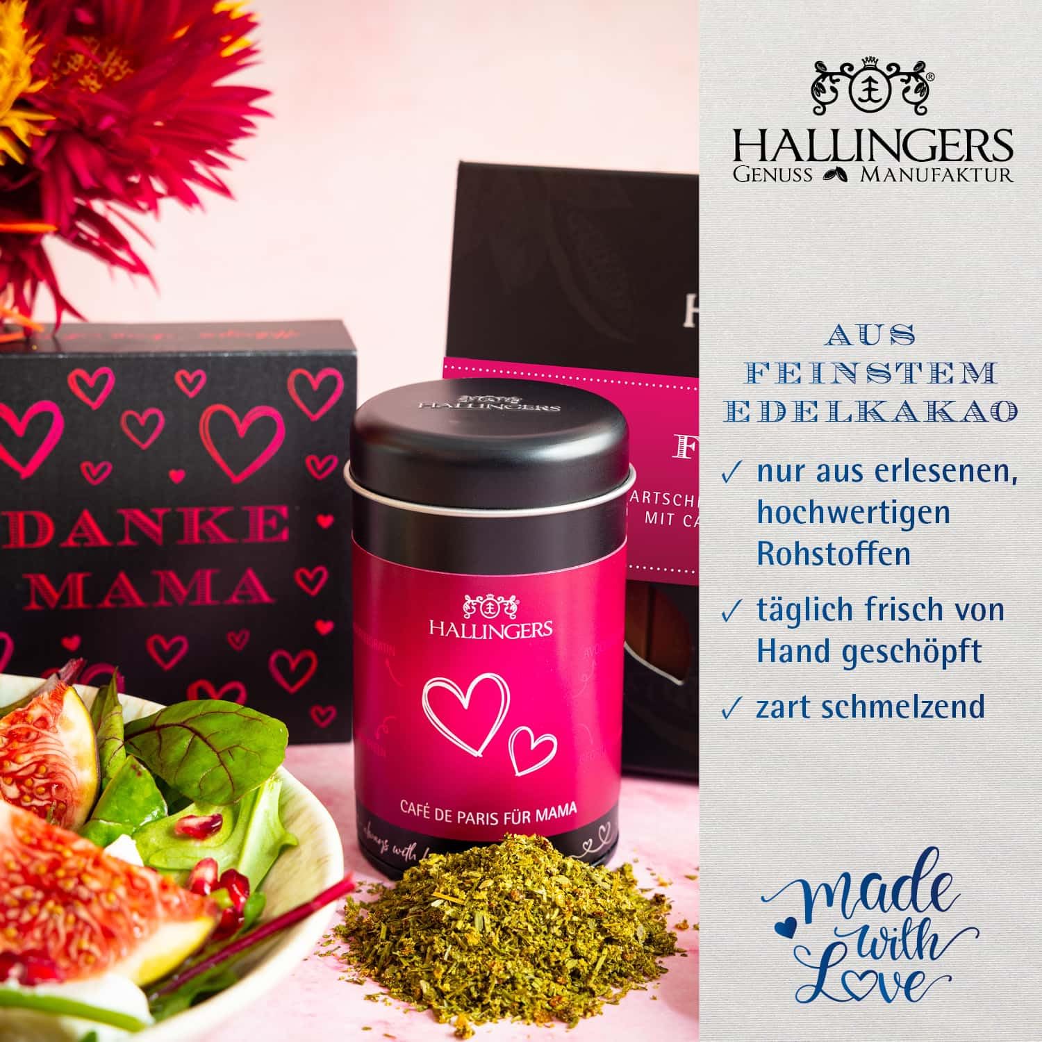 Hallingers Genuss Manufaktur Feinkost Mother's Day Gift Set – XXL Wonder Bag "Für Mama" Large Gift Nougat Almonds, Chocolates, Chocolate, Jam & Spice, Gift Idea for Mum Grandma – Bild 3