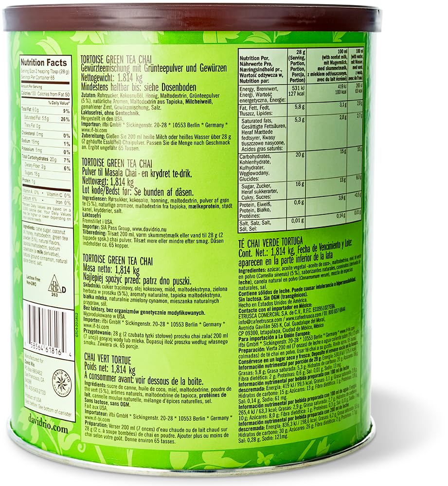 David Rio San Francisco Chai Tortoise Green Cardboard Wrap Tin (1 x 1814 g) – Bild 2