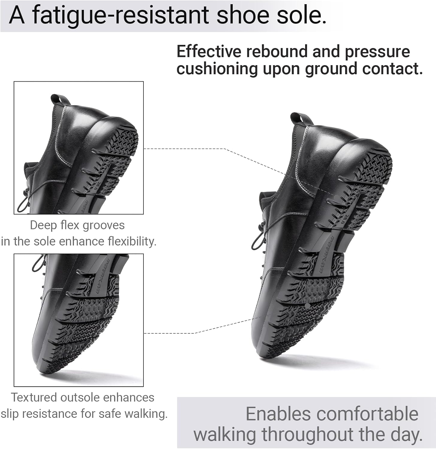 Poerkan Lightweight Leather Business Sneakers for Men - Arch Support, Odor Resistant and Anti Fatigue, for All Day Walk, Recommended by Physiotherapists – Bild 5