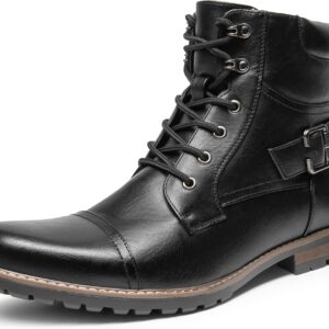 Bruno Marc Men’s Motorcycle Boots, Lace-Up Boots, Classic Chukka Boots, Biker Casual Shoes