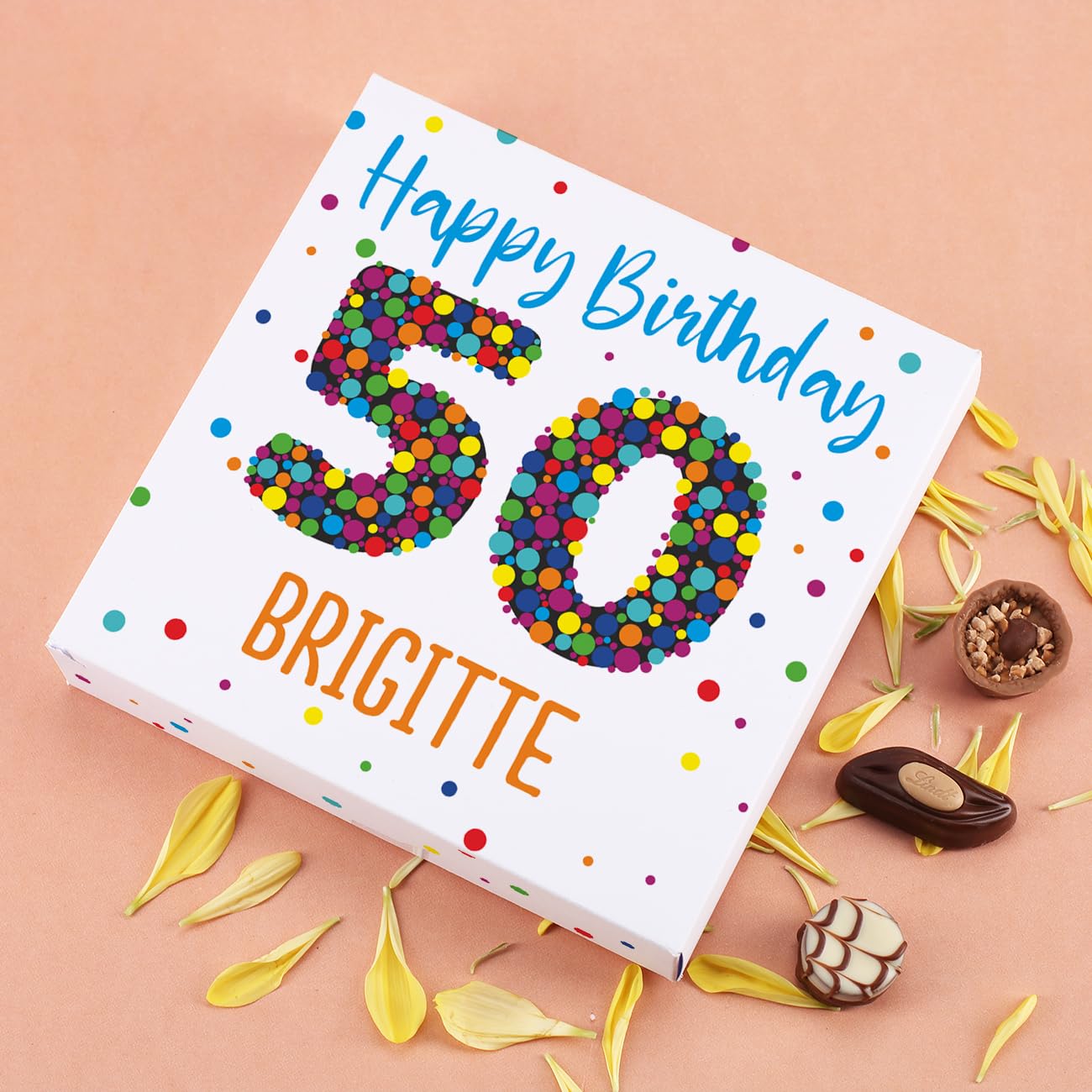 Herz & Heim Lindt 50th Birthday Mini Chocolates in Personalised Packaging (Full Size) – Bild 2