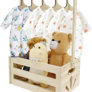 Baby Basket Gift with Handle Wooden Baby Shower Cabinet 41 x 30 x 20 cm Multi-Purpose Baby Storage Box Baby Basket Newborn for Birthdays Baby Showers Christmas New Parents