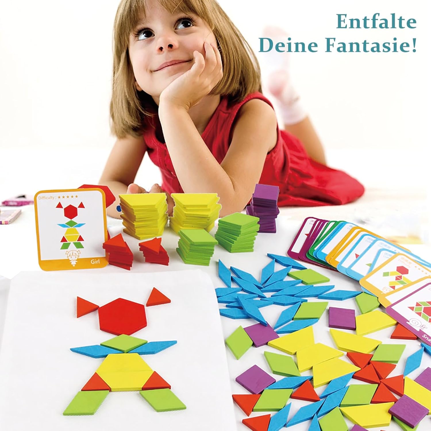 Montessori Toy 3 4 5 6 Years, Tangram, Educational Games from 3 Years, Montessori Toy from 3 Years, Gift 3-6 Years Children Boy Girl – Bild 2