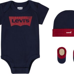 Levi's Baby Boys' Classic Batwing Infant Hat Bodysuit Bootie Set 3-Piece Baby and Toddler Romper (Pack of 3)