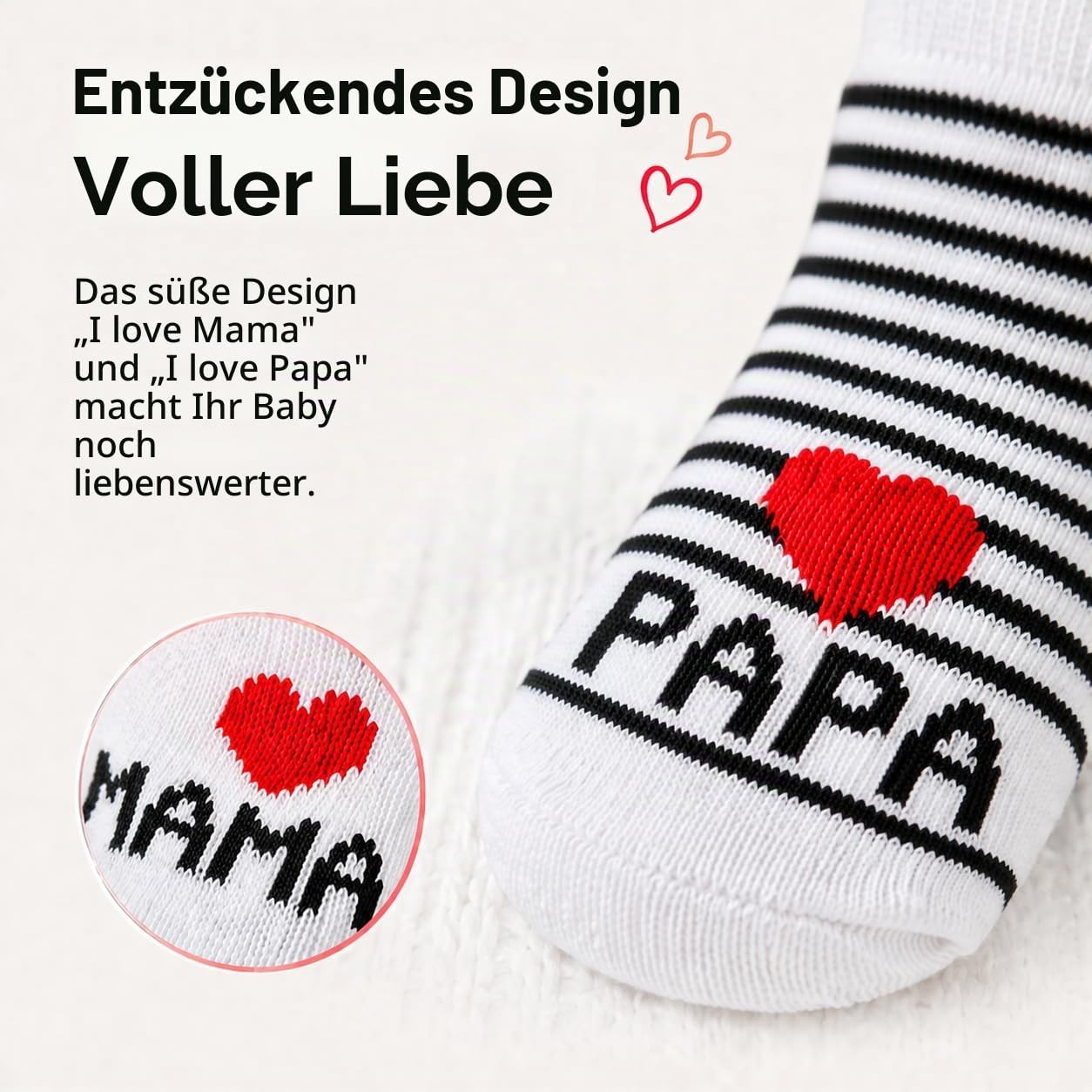 Distinct Baby Cotton Socks Cute Socks I Love Mum + I Love PaPa Newborn Toddler Baby Sock Boys Girls Cotton Small Socks Gift (2 Pairs) – Bild 6