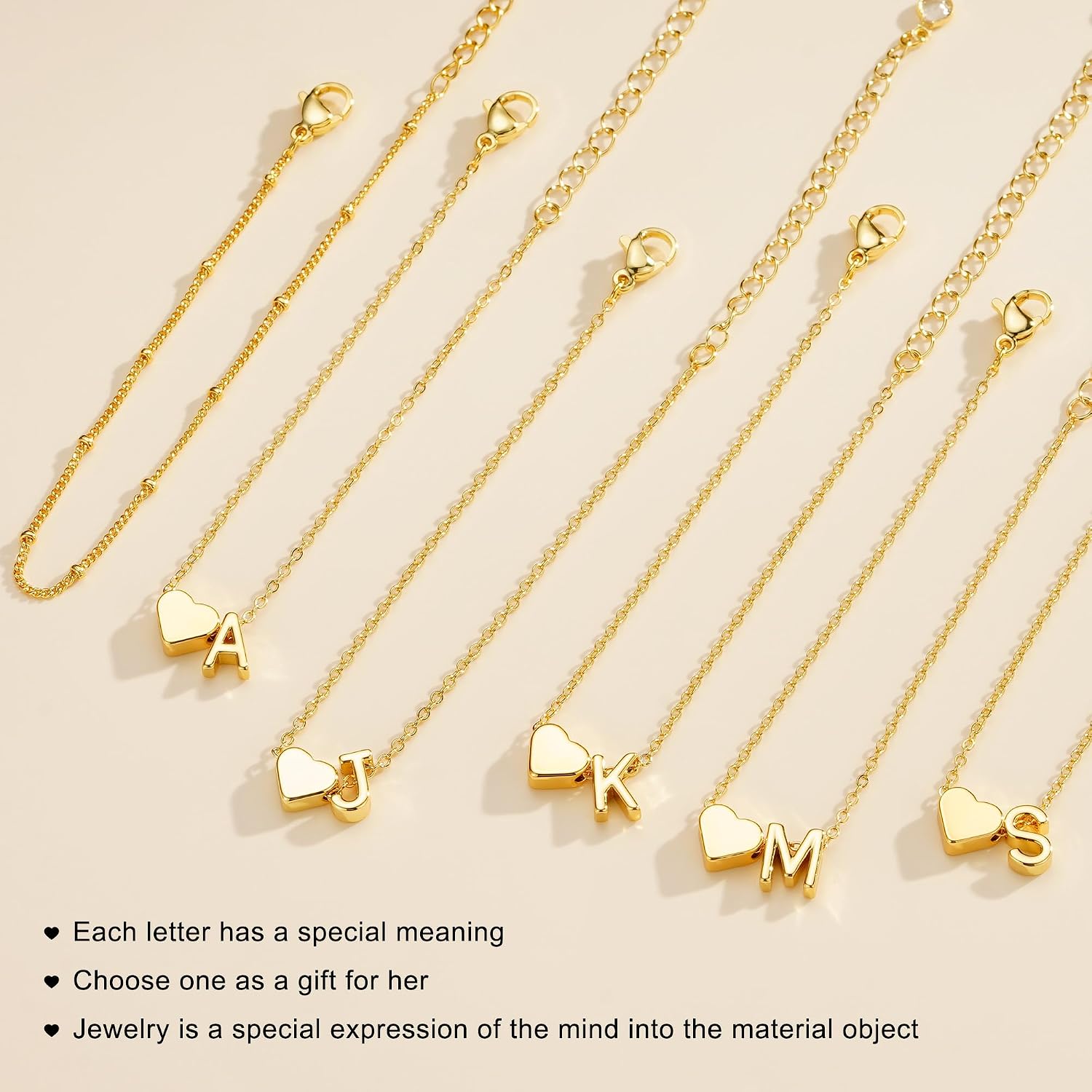 TINGN Women's Gold Silver Bracelet - 14K Gold Plated Heart Layered Bracelets Personalised Bracelet with Letters Monogram Alphabet Bracelet Women's Jewellery Gifts for Women Girlfriend Girls – Bild 7