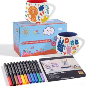 Ceramic Mug Painting Set, Ceramic Painting Set with 2 Cups 400 ml