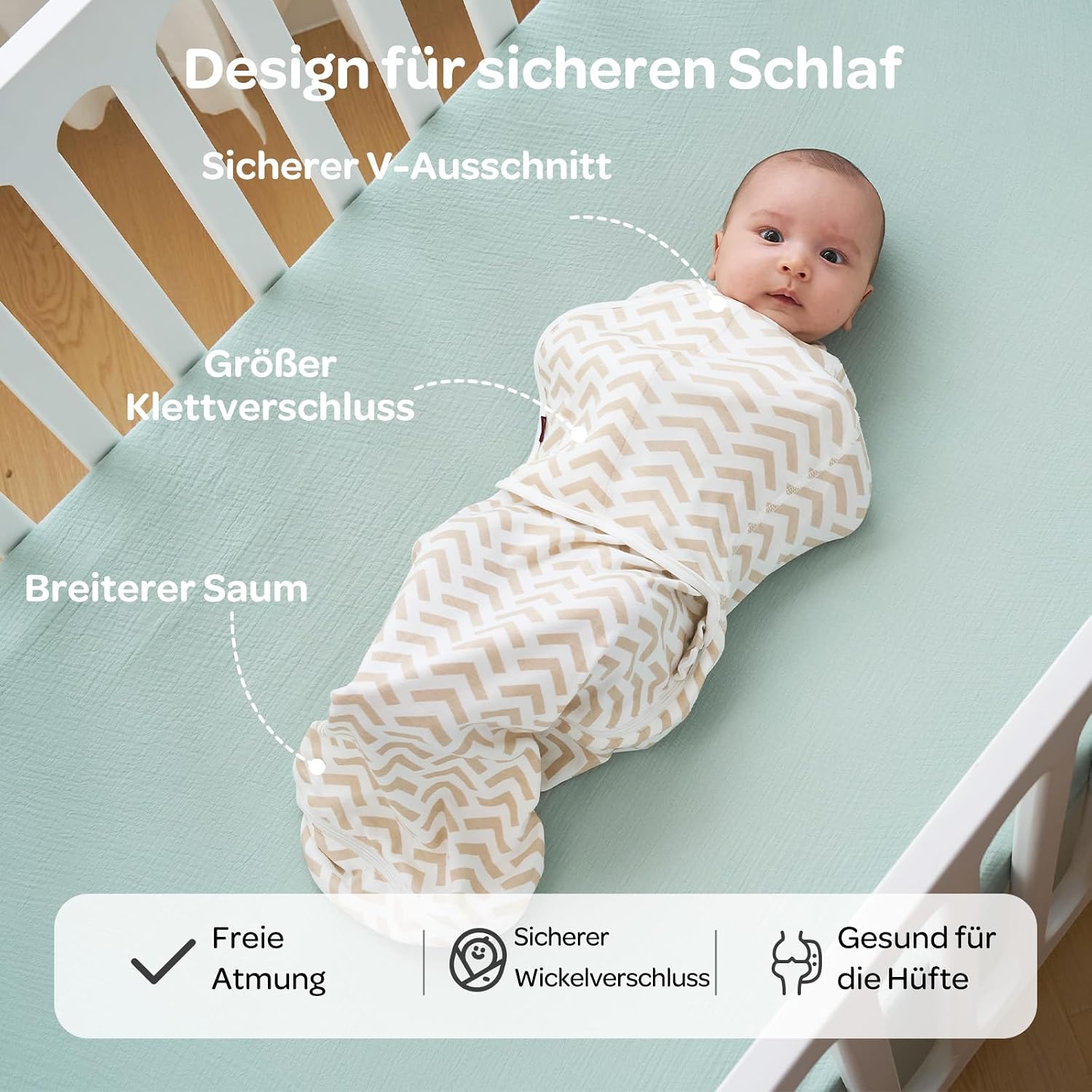 Momcozy Baby Swaddling Bag 0-3 Months Bamboo Pack of 2 Geometry and Stars – Bild 8