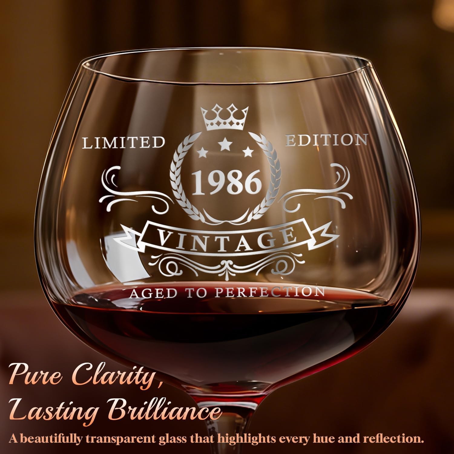 40th Birthday Woman Gift 1986 - Wine Glass Set with Box & Mirror – Bild 4