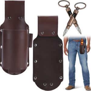 Pack of 2 Beer Holster Leather Men Beer Bottle Holder Portable Bottle Holder Belt Cowboy Style Beer Holder Belt Beer Belt with Bottle Opener Practical Beer Belt Men’s Beer Gifts for Men
