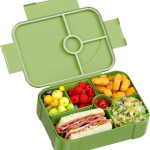 LEIKEEGO Children’s Lunch Box with Compartments Leak-Proof Lunch Box Children for Girls & Boys Lunch Box Children for Nursery & School (Green)