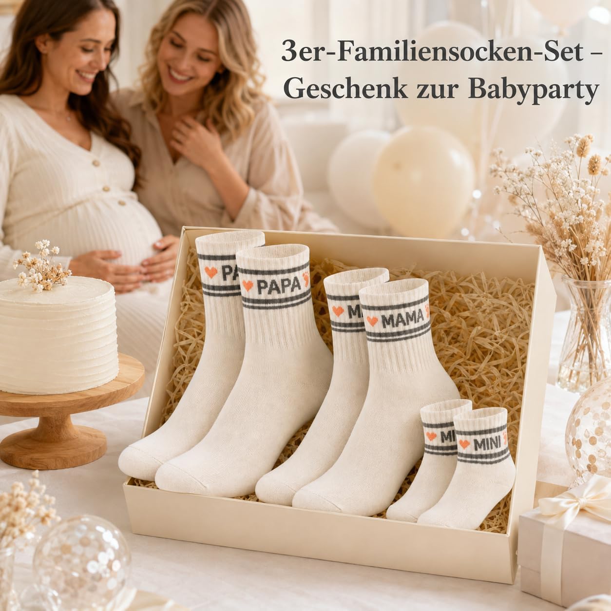 Family Socks Set Papa Mama Mini - Gift for Birth, Baby Shower & First Family Photo Shoot - Partner Look for New Parents – Bild 6