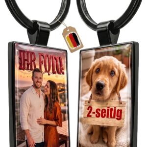 Personalised Photo Keyring Metal on Both Sides | Individual Gift Handmade for Friend, Partner, Birthday & Pet with Picture Photo Pendant Photo Gift