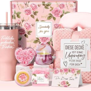 Gifts for Women, Birthday Gift for Women – 9-Piece Rose Fragrance Gift Set, Wellness Gifts for Best Friend, Wife, Colleague, Sister for Birthday