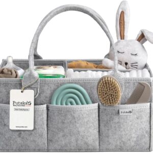 PUTSKA Nursery Storage Basket - Nappy Basket Organiser for Changing Station, Newborn Essentials, Baby Gifts for Birth and Must Haves for Boys or Girls