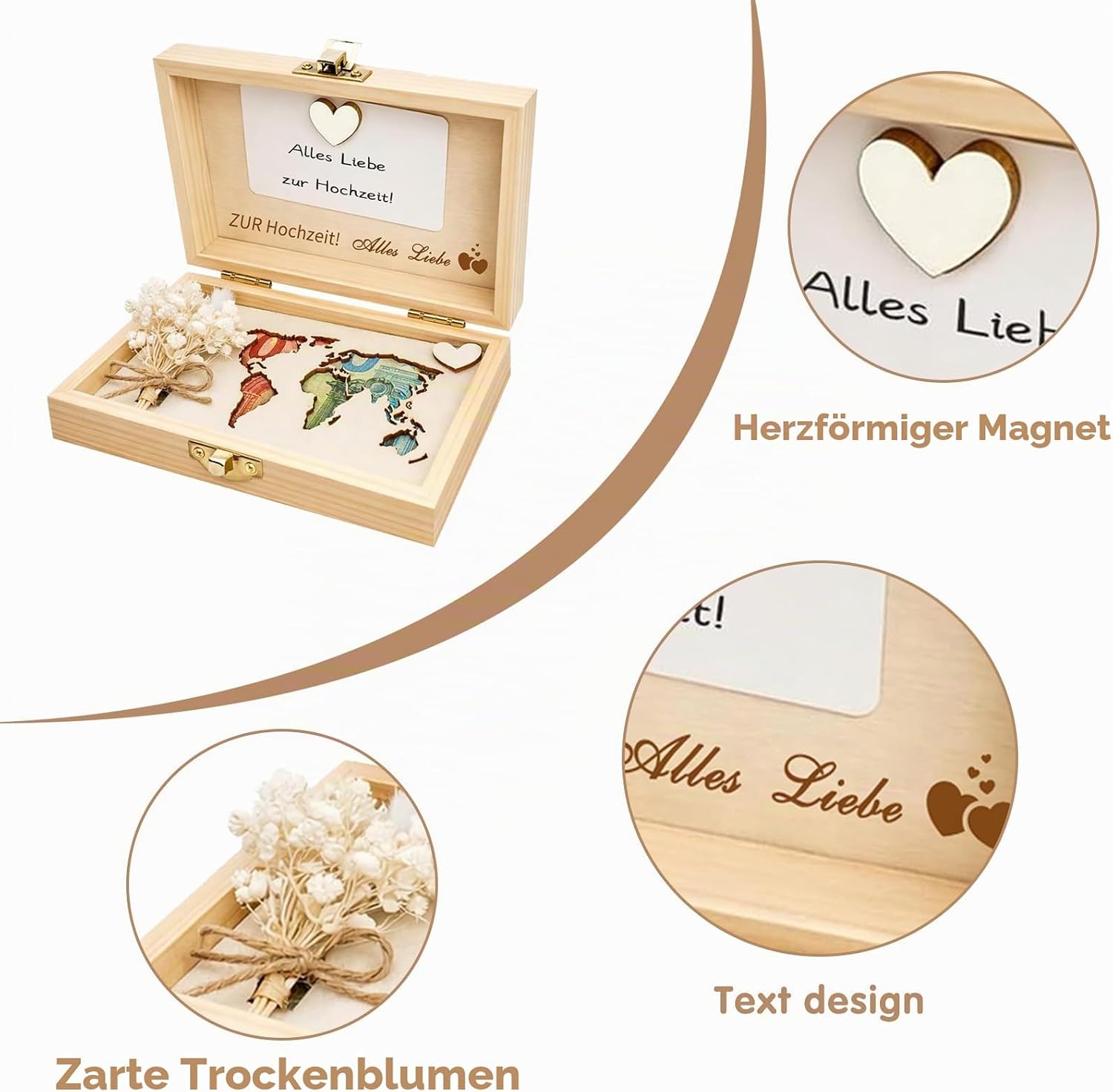 Money Gift Wedding World Map Wooden Wedding Card Money Gift – Bild 3