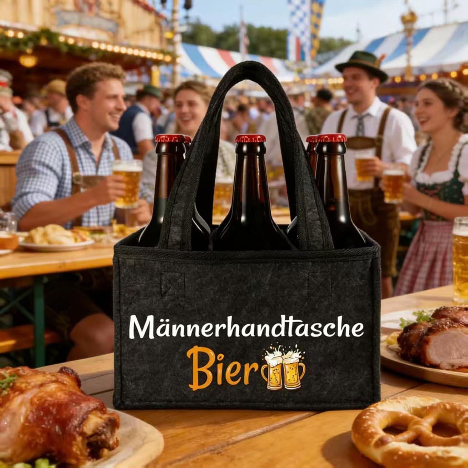 Men's Beer Handbag, Funny Gifts for Men, Men's Gifts, Birthday Gift for Men, Reusable Bottle Bag for Grandpa, Dad, Father Gift, Men's handbag beer – Bild 3