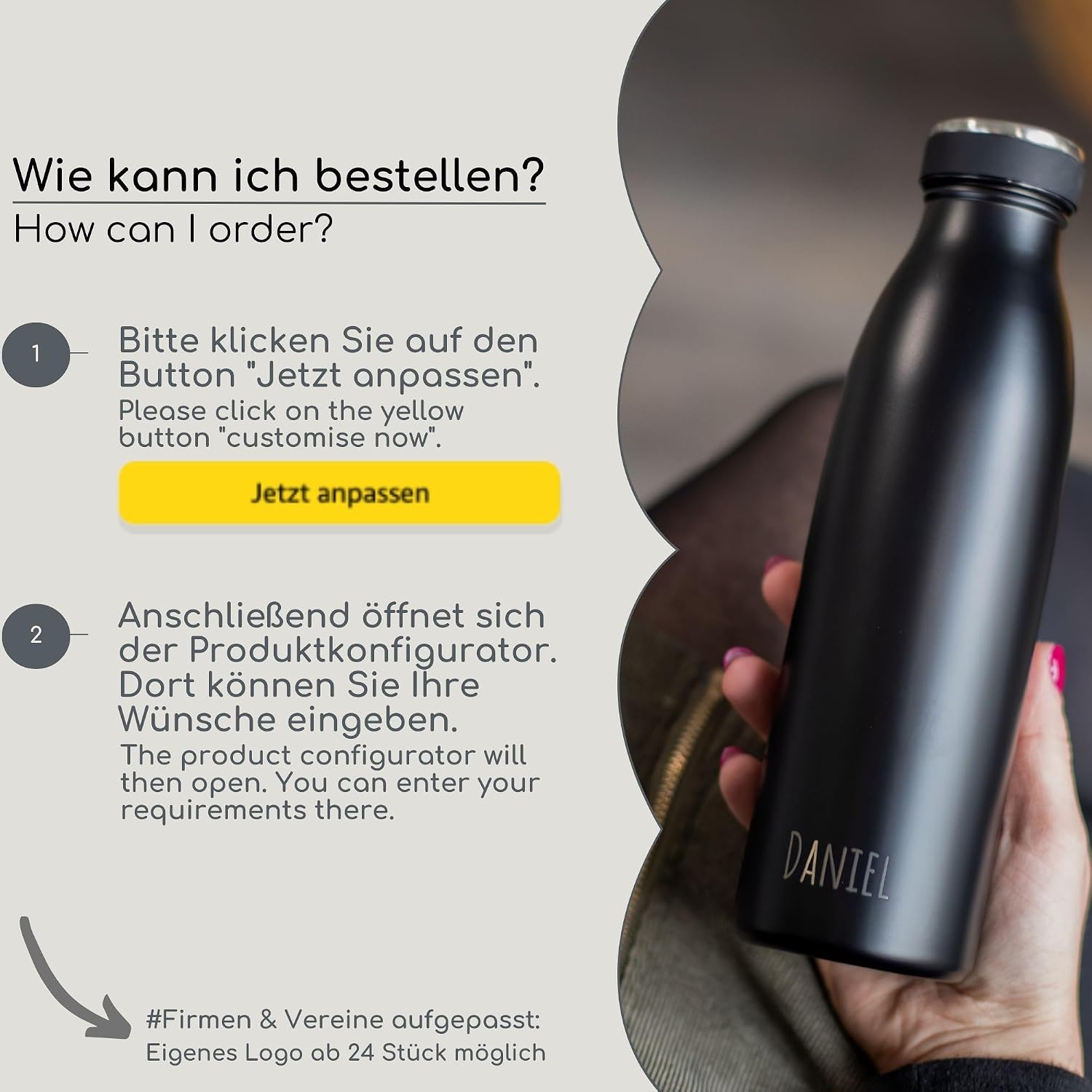 Milu® Drinking Bottle with Personalised Engraving, Gift Idea for Easter, Father’s Day, Mother’s Day, Christmas, School Enrolment, Love Gift, Birthday, Women/Men, Mum/Dad, Children, 1000 ml plus – Bild 5