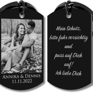 Personalised Stainless Steel Photo & Engraved Keyring - Personalised Gift for Lover, Friends & Family - Personalised Gift for Christmas, Valentine's Day or Anniversary