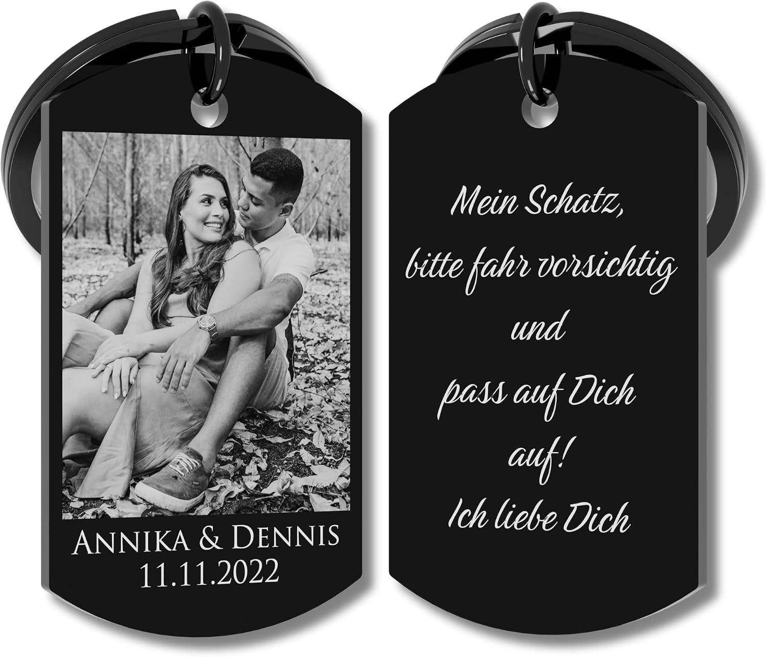 Personalised Stainless Steel Photo & Engraved Keyring - Personalised Gift for Lover, Friends & Family - Personalised Gift for Christmas, Valentine's Day or Anniversary