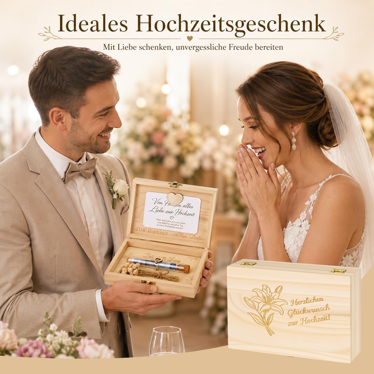 Wooden Wedding Gift Box - Wedding Money Gift Packaging – Bild 6