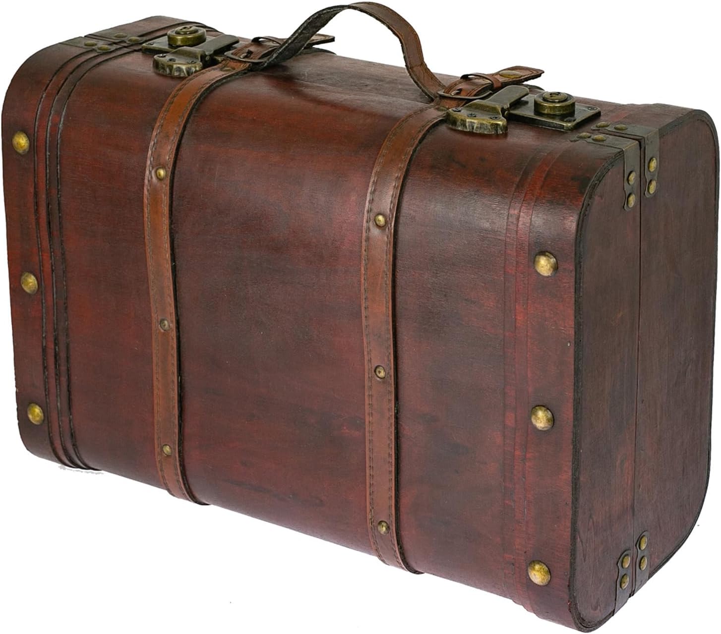 HMF 6412-145 Wooden Treasure Chest Vintage Suitcase, 45 x 30.5 x 20 cm, Large, Peru