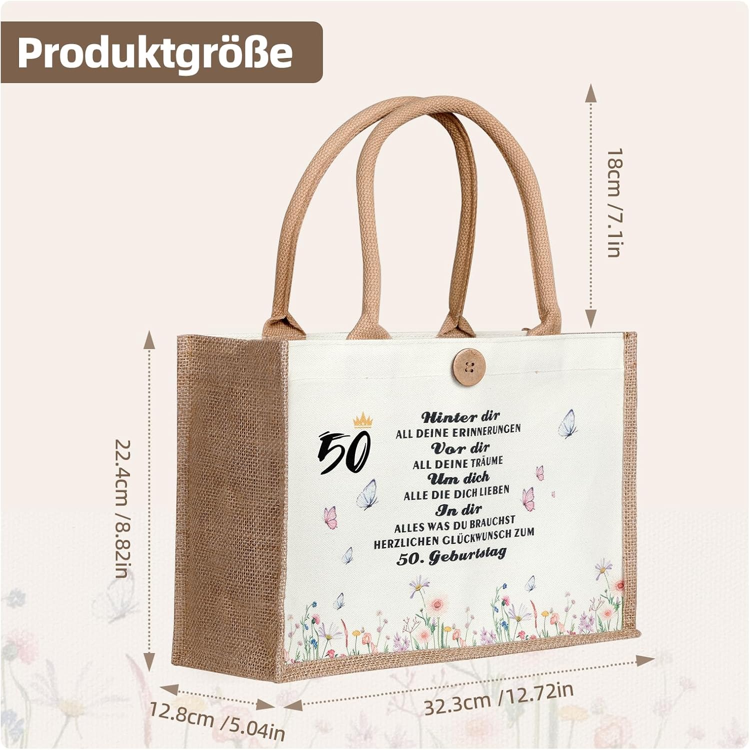 Birthday Gift for Women, Jute Sack - Sustainable Shopping Bag, Gift for Women, Mother, Girlfriend, Colleague – Bild 5