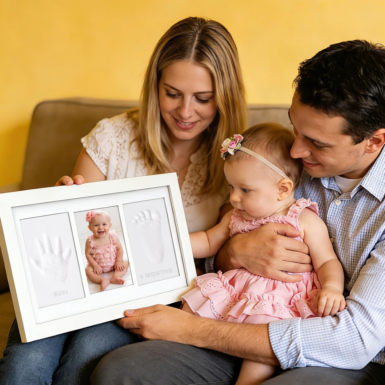 Baby Handprint and Footprint Set with Picture Frame - Keepsake Photo Framed Pictures for Newborns - Personalised Baby Milestone Gift - Memory Picture Frame - White – Bild 8