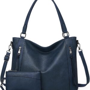 VINBAGGE Damen Handtasche Leder Henkeltasche Top Griff Tasche Vintage Weiches Umhängetasche Schultertasche Mit Geldbörse Hobo Damen Taschen für Frauen – Set 2pcs