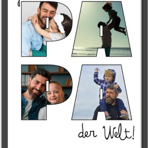 OWLBOOK Father's Day Gift for Dad - Photo Collage Photo Print with 4 Photos & Text Design Yourself - Personalised Photo Gifts for Dad for Birthday Father's Day