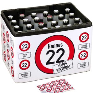 Herz & Heim Birthday Gift Men DIY - Banderole for Beer Crate with Stickers for Bottle Caps (Traffic Signs)
