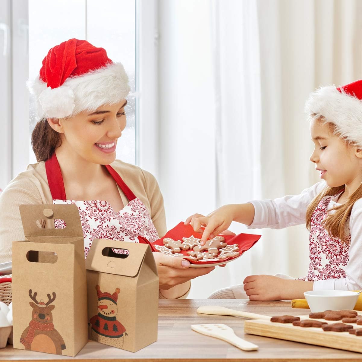 Hemoton Gift Bags with Handle Kraft Paper 16 Pieces Christmas Gift Bags Paper Bag Chocolate Sweets Organiser Gift Box Party Bag for Birthdays 11 x 7 x 17.5 cm – Bild 5