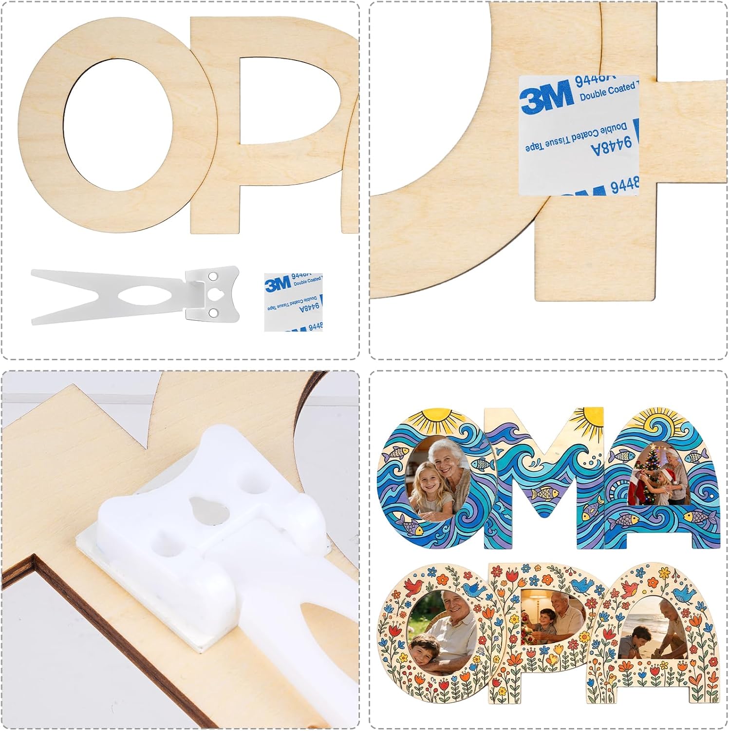 Pack of 2 Grandpa Grandma Gift Grandmother Picture Frame Wooden Letters Grandma and Grandpa Gifts Birthday Gift Grandson for Christmas Birthday – Bild 3