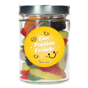 World of Sweets A Serving of Joy Candy Glass 250 g – Fruit Salad Fruit Gum Foam Sugar Mix in Glass – Gift Idea, Souvenir & Small Gift for Many Occasions