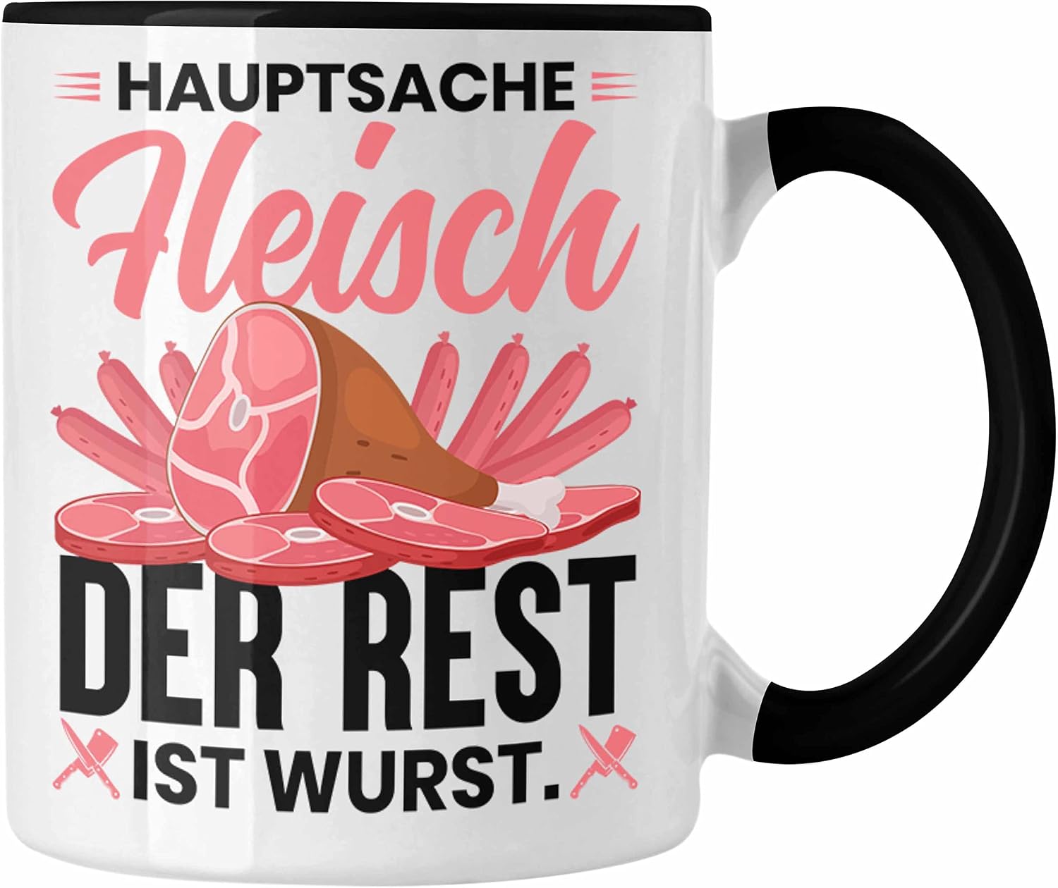 Trendation - Meat Butcher Mug Gift Main Meat The Rest Is Sausage Gift Idea (Black)