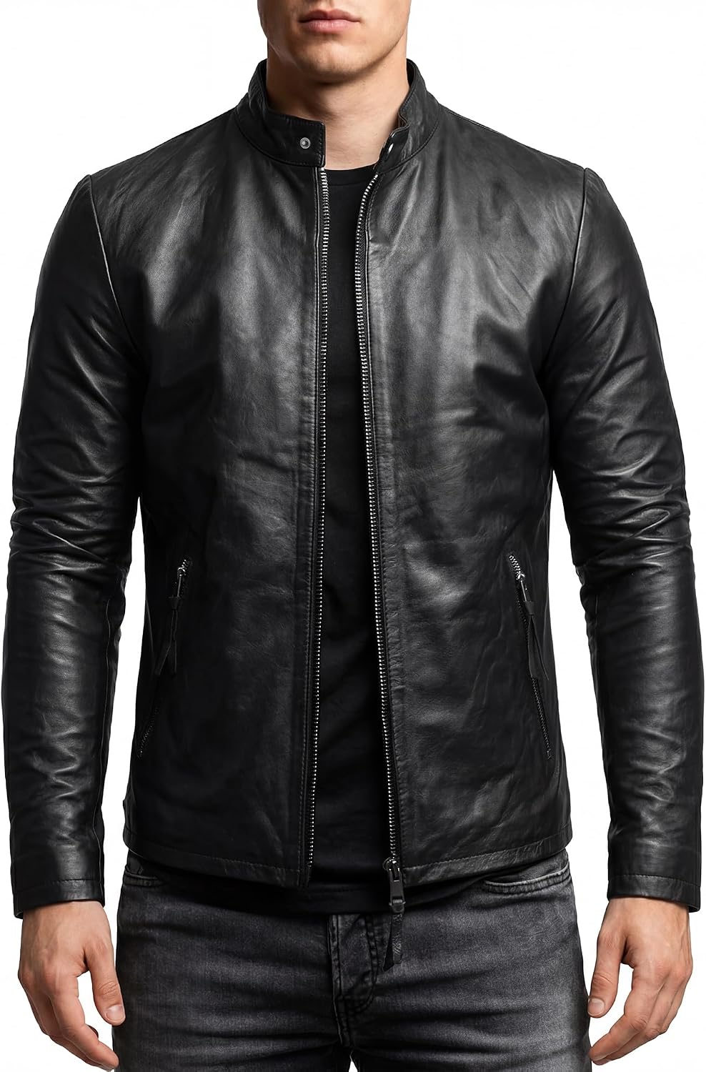 Crone Noa Cleane Basic Men's Leather Jacket Genuine Leather Jacket