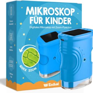 Edubini Digital Microscope for Children [1000x Magnification] - Portable Pocket Microscope for Garden, Forest & Experiments - Children's Microscope Toy with Digital HD Screen [Includes Photo Function]