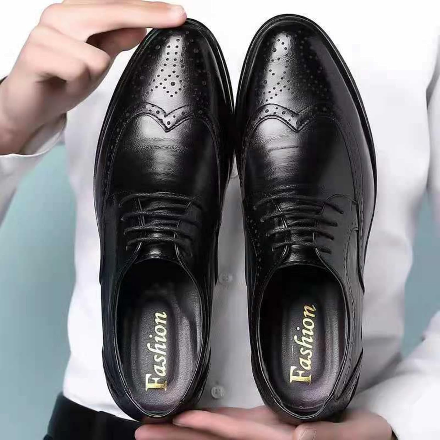 Hixingo Men's Suit Shoes 38-47 EU, Comfortable Suit Shoes, Men's Business Shoes, Oxford Elegant Derby Leather Shoes, Non-Slip Breathable for Wedding, Suit – Bild 3