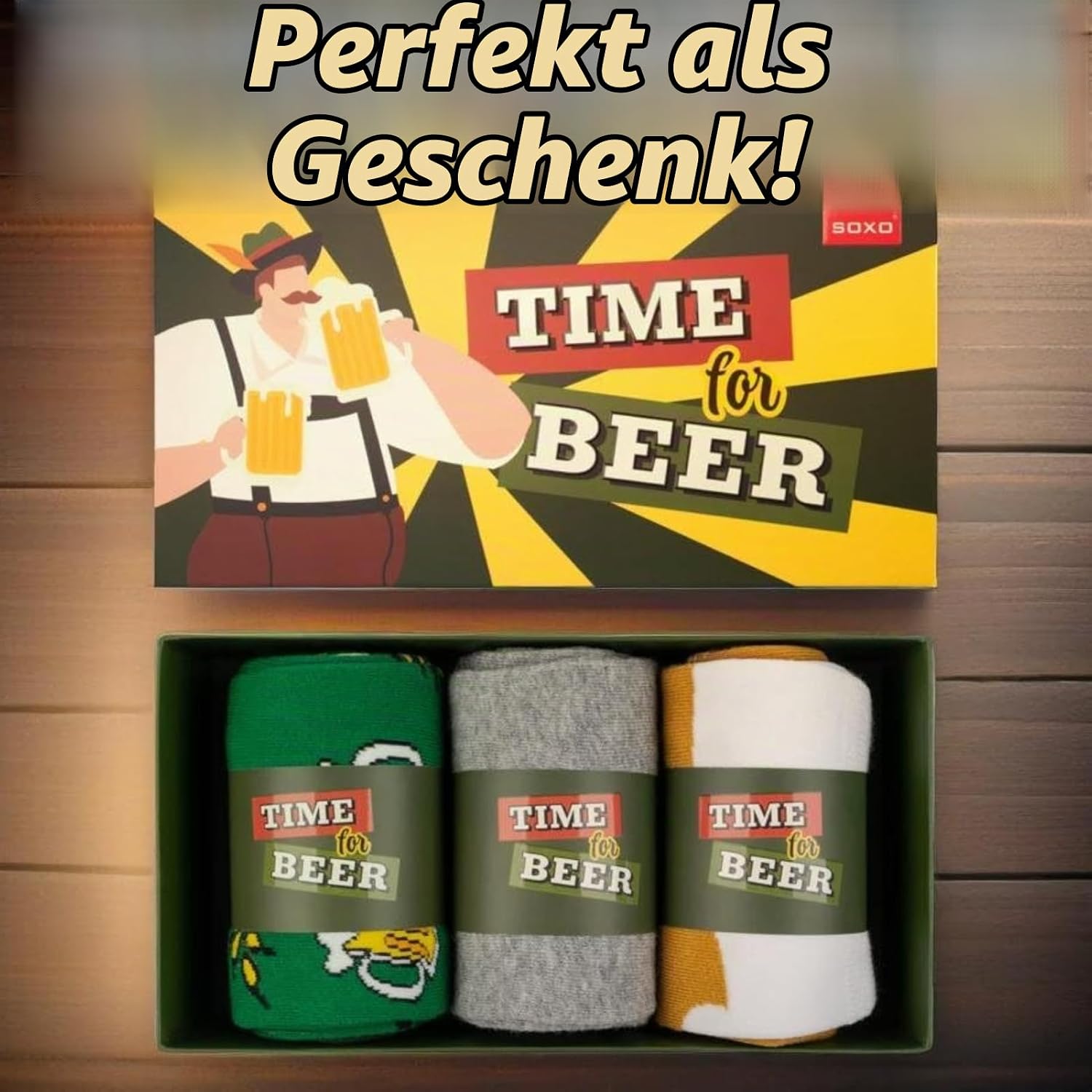soxo Tin Socks Men's Beer Gifts For Men Funny Sock Gift Summer Socks Men 40-45 – Bild 6