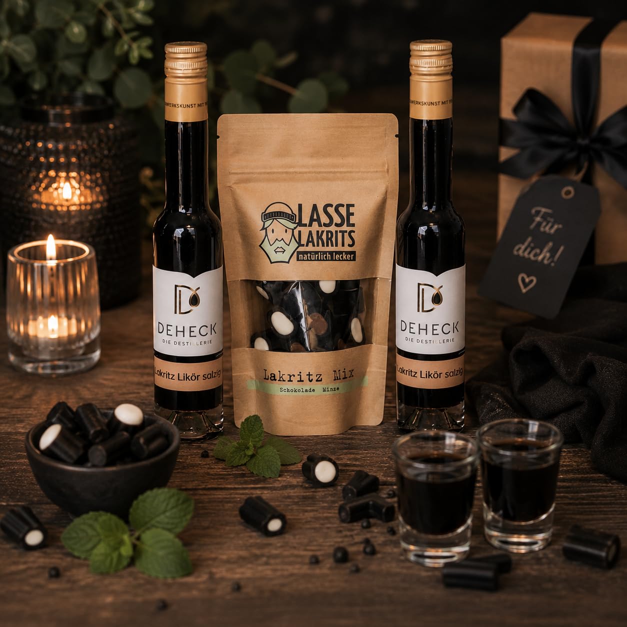 Lakritz Geschenk Set | 2 x Lakritzlikör salzig + LASSE Lakritz-Mischung – Bild 6