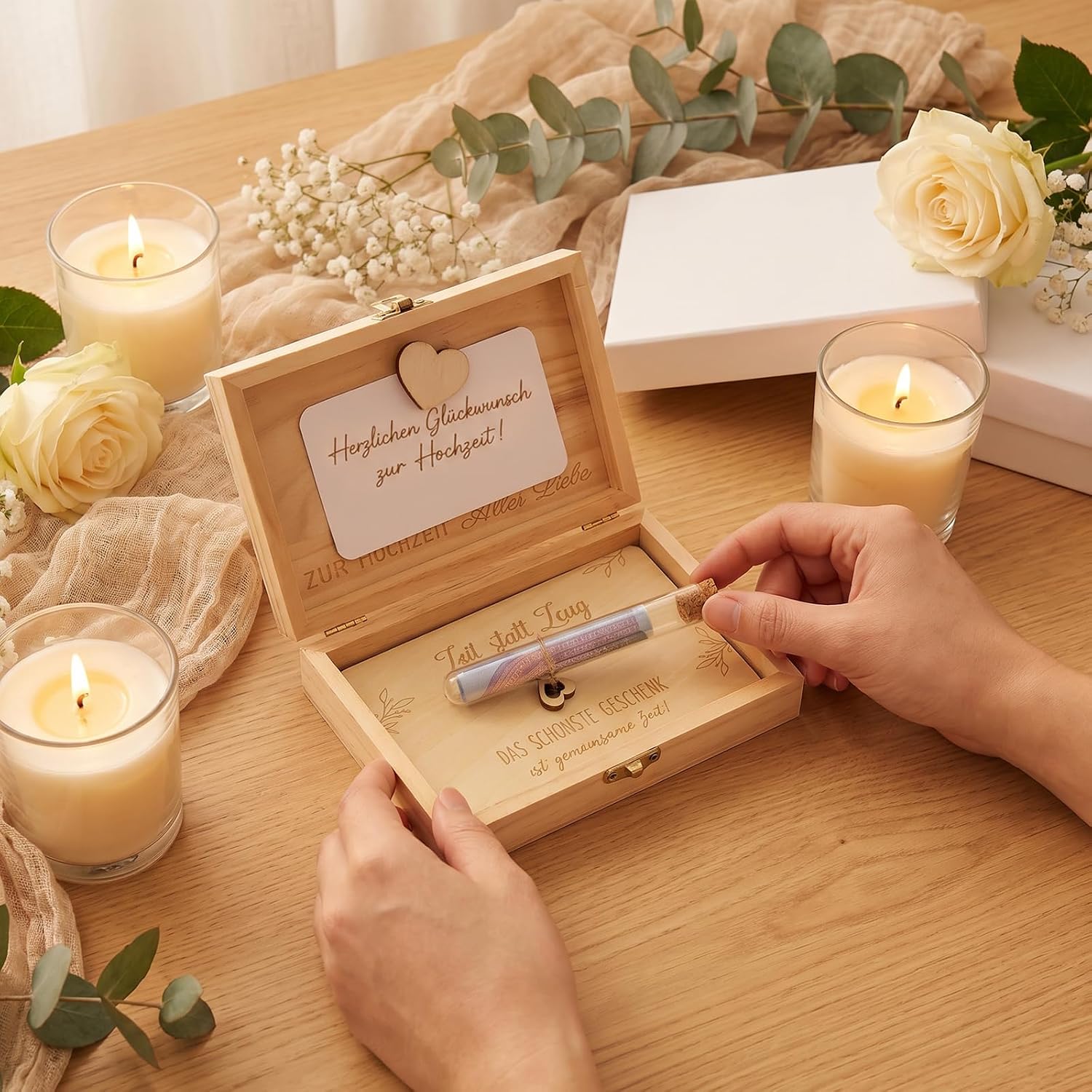 Wooden Wedding Gift Box - Wedding Money Gift Packaging – Bild 7